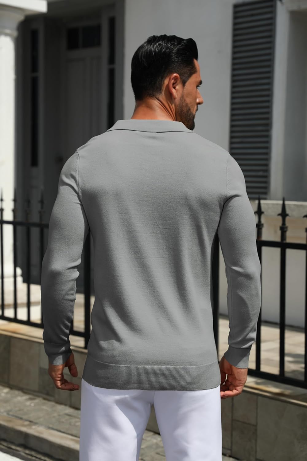 MioRoim Men's Knit Polo Shirts Casual Long Sleeve Polo Sweater Lightweight Button Down Golf Pullover Sweaters - Image 3