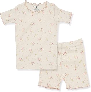 AVAUMA Baby Boy Girl Pajama Set 6M-7T Kids Cute Toddler Snug fit Flower Pattern Design Pjs Cotton Sleepwear Ruffled Shirring