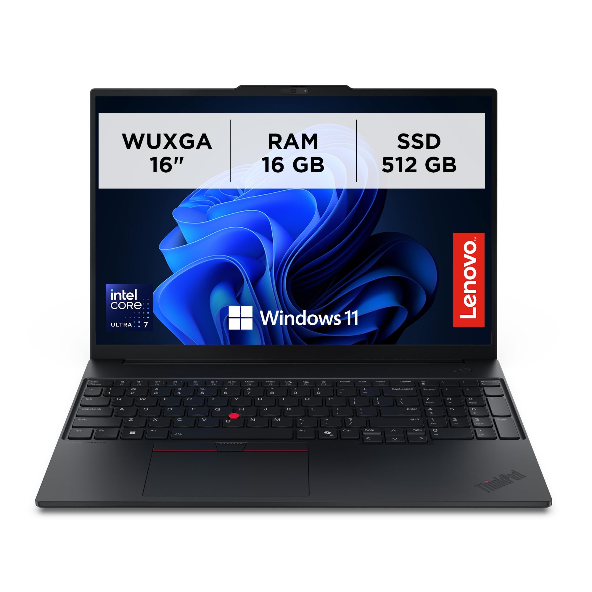 Lenovo ThinkPad E16 Gen 3 – Notebook professionale con schermo 16", processori Intel Core Ultra 7, 16GB di RAM e SSD da 512GB, Windows 11 Pro – Nero