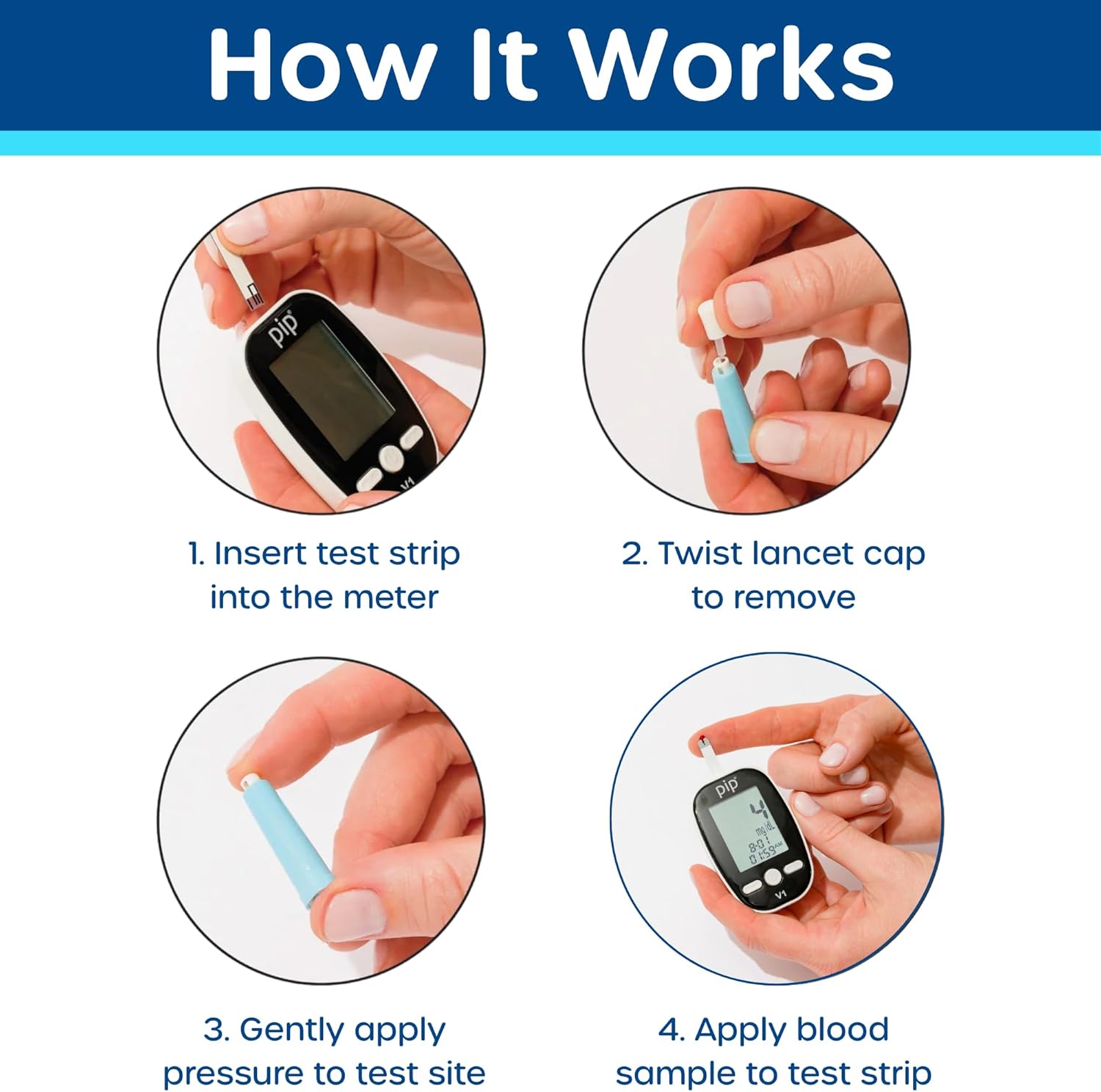 Pip Lancets for Diabetes Testing - All-in-One 30Gx1.0mm Ultra-Thin Safety Lancets Pressure Activated | Single-Use Sterile Diabetic Needles for Blood Sugar Monitors | 200 Count Value Pack