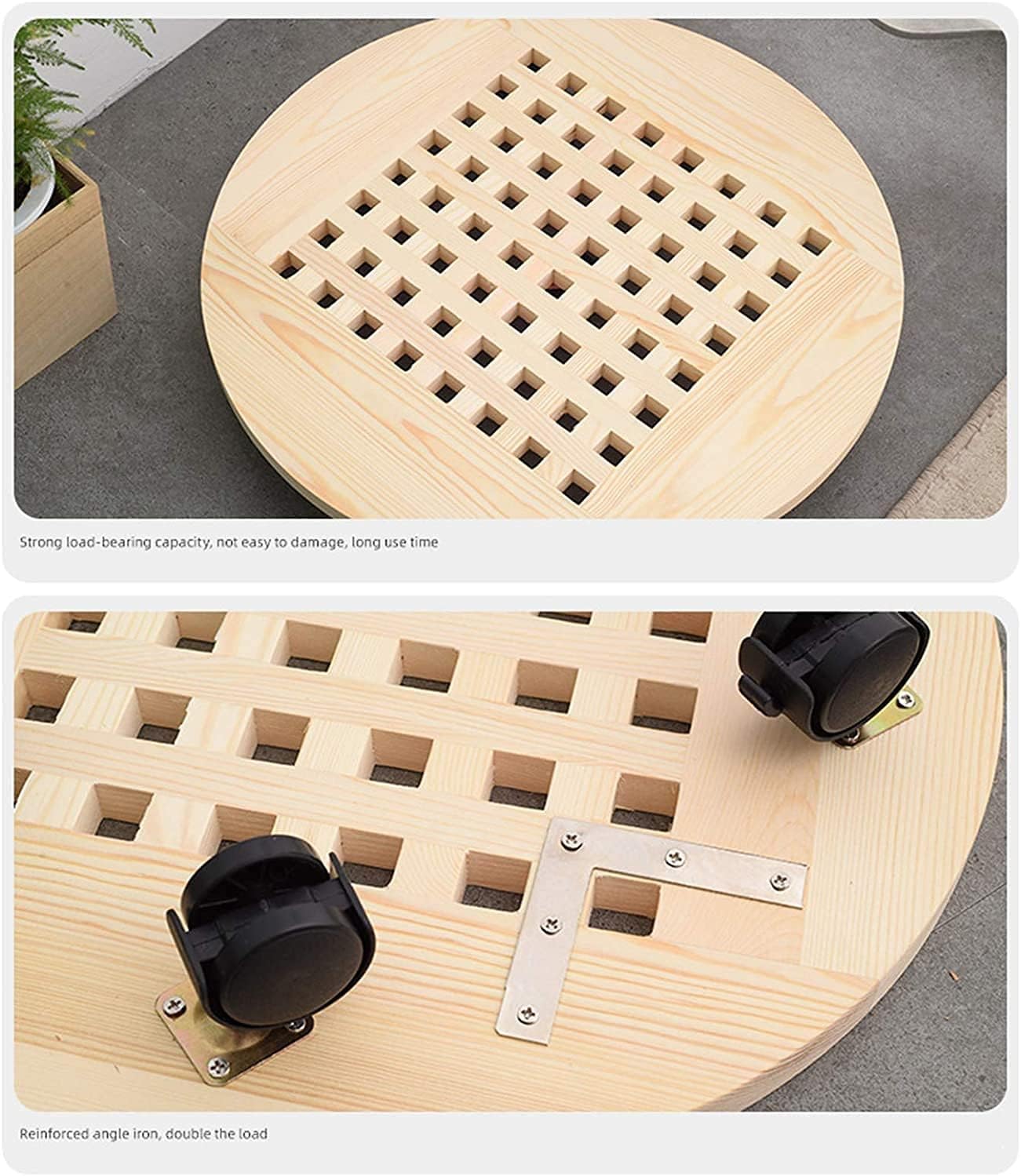 Plant Dolly,Planter Caddies,13.6" Wooden Plant Caddy,Heavy Duty Plant Stand with Wheels,for Patio Outdoor, Holds up to 110 Lbs,Rolling Plant Stand (40CM)