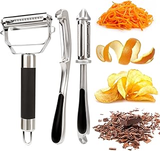 3 Pcs Dual Julienne Vegetable Peeler for Kitchen Y Shape Peelers for Potato Carrot Veggie I Shape Swivel Stainless Peeler ...