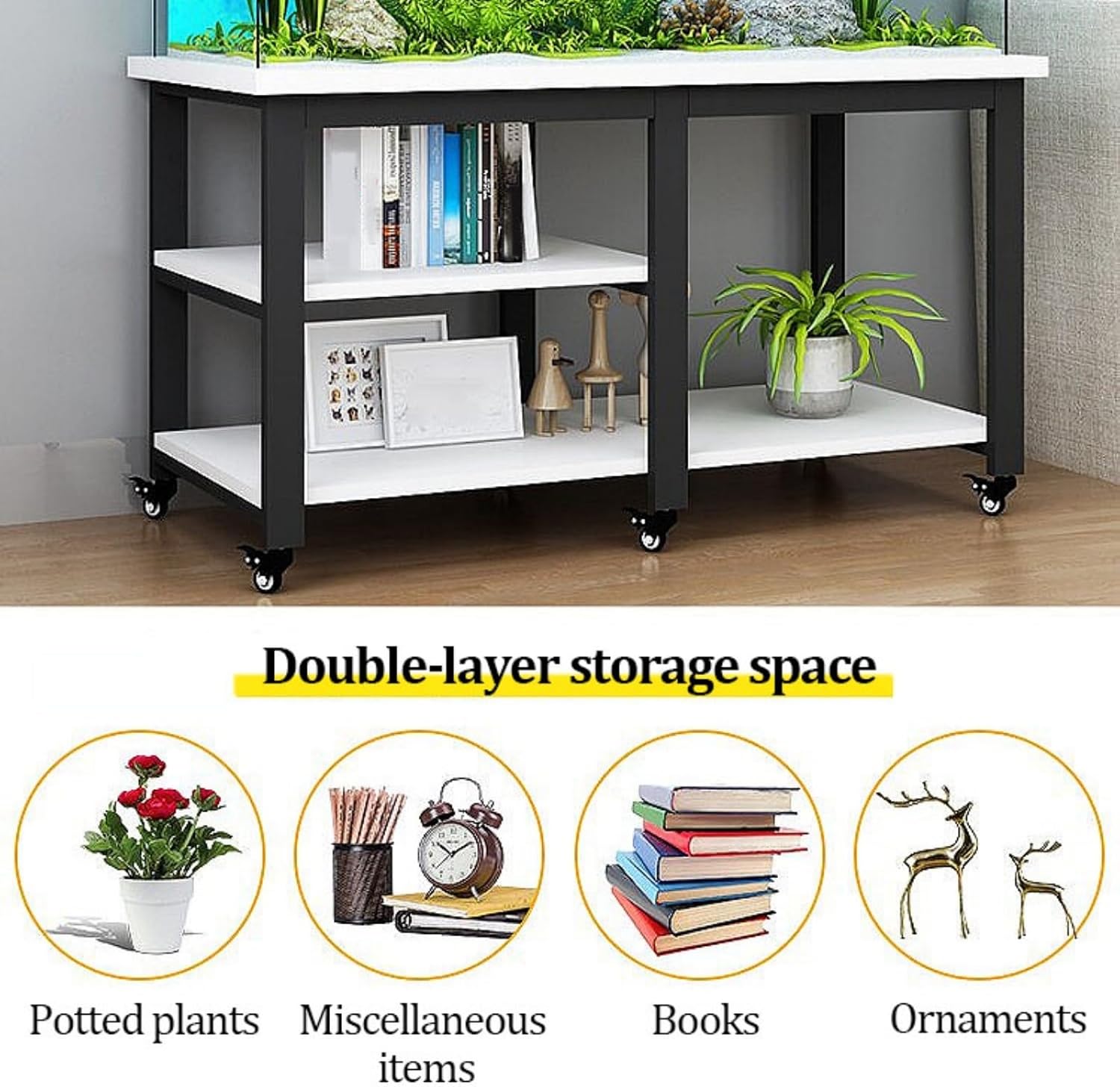 Aquarium Stand, Terrarium Tank Stand with 6 Wheels, Reptile Breeder Turtle Rack Table, Metal Iron Shelf Fish Shelf, 3300LBS Capacity