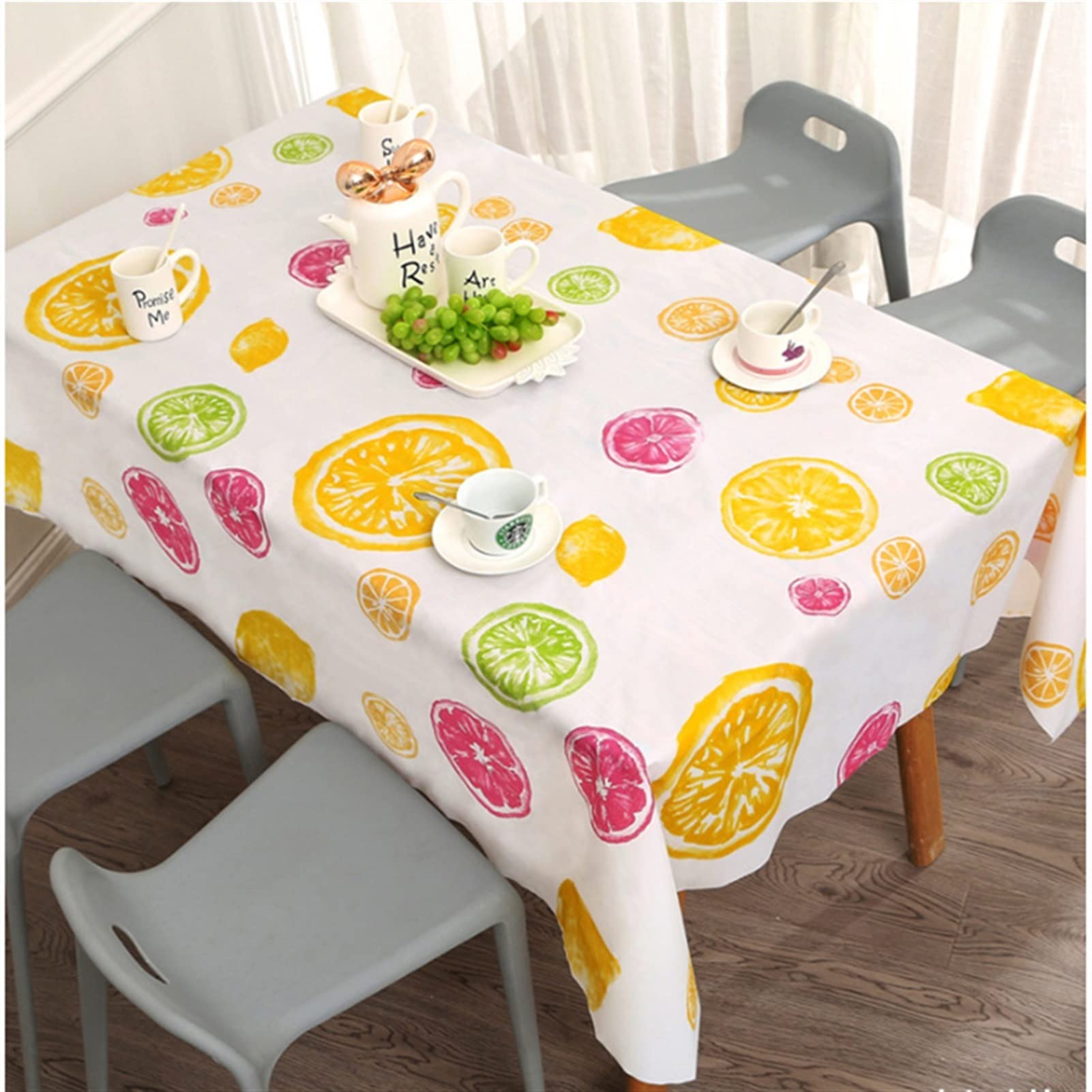 XQLSRJ Elegant And Luxurious Square Rectangular Kitchen Decorative Table Cloth PVC Waterproof Oilproof Cartoon Pattern Printed Dining Tablecloth Cover,4 colors
