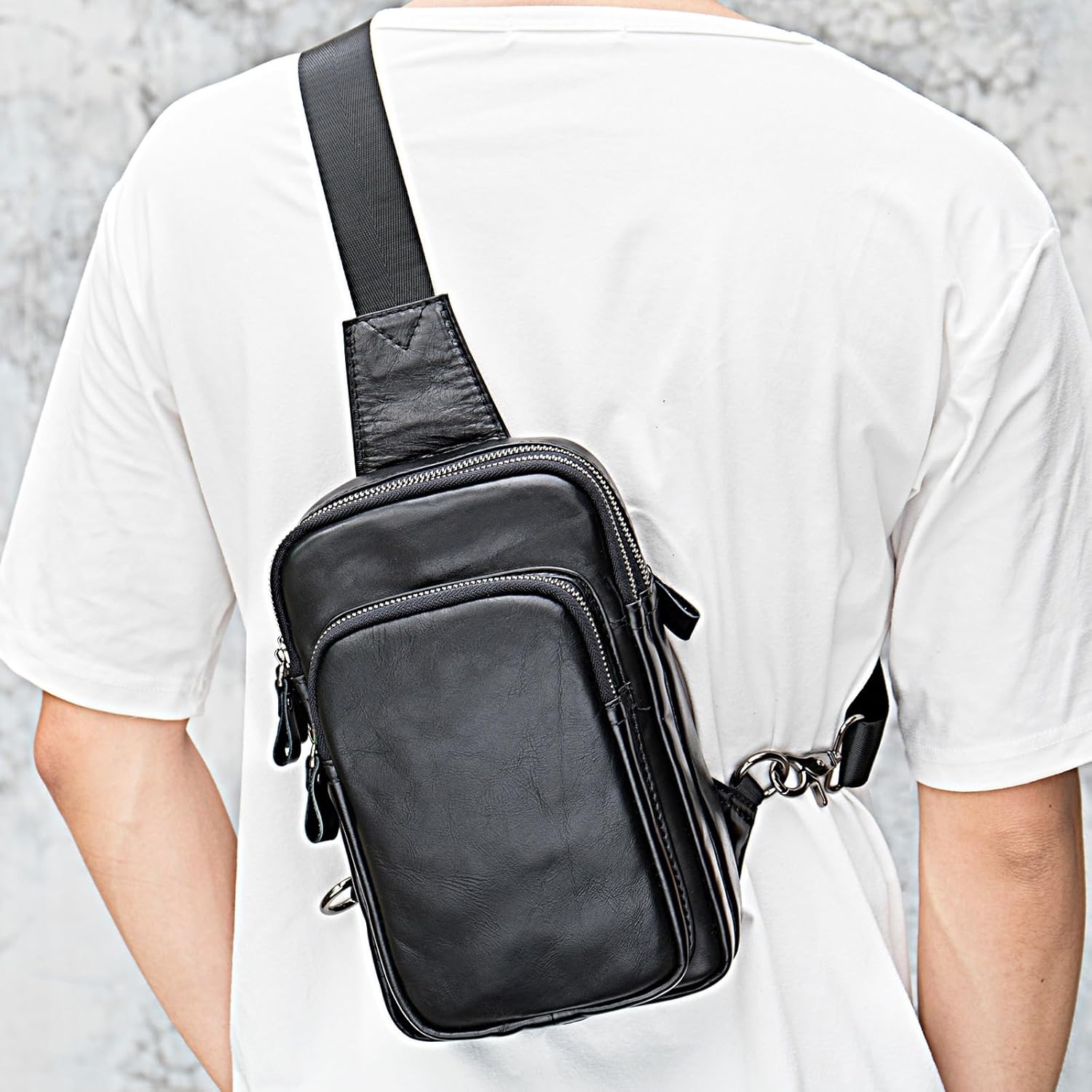 本革 ショルダー クロスボディ メンズ バッグ, 👝 【ブラック】 1色