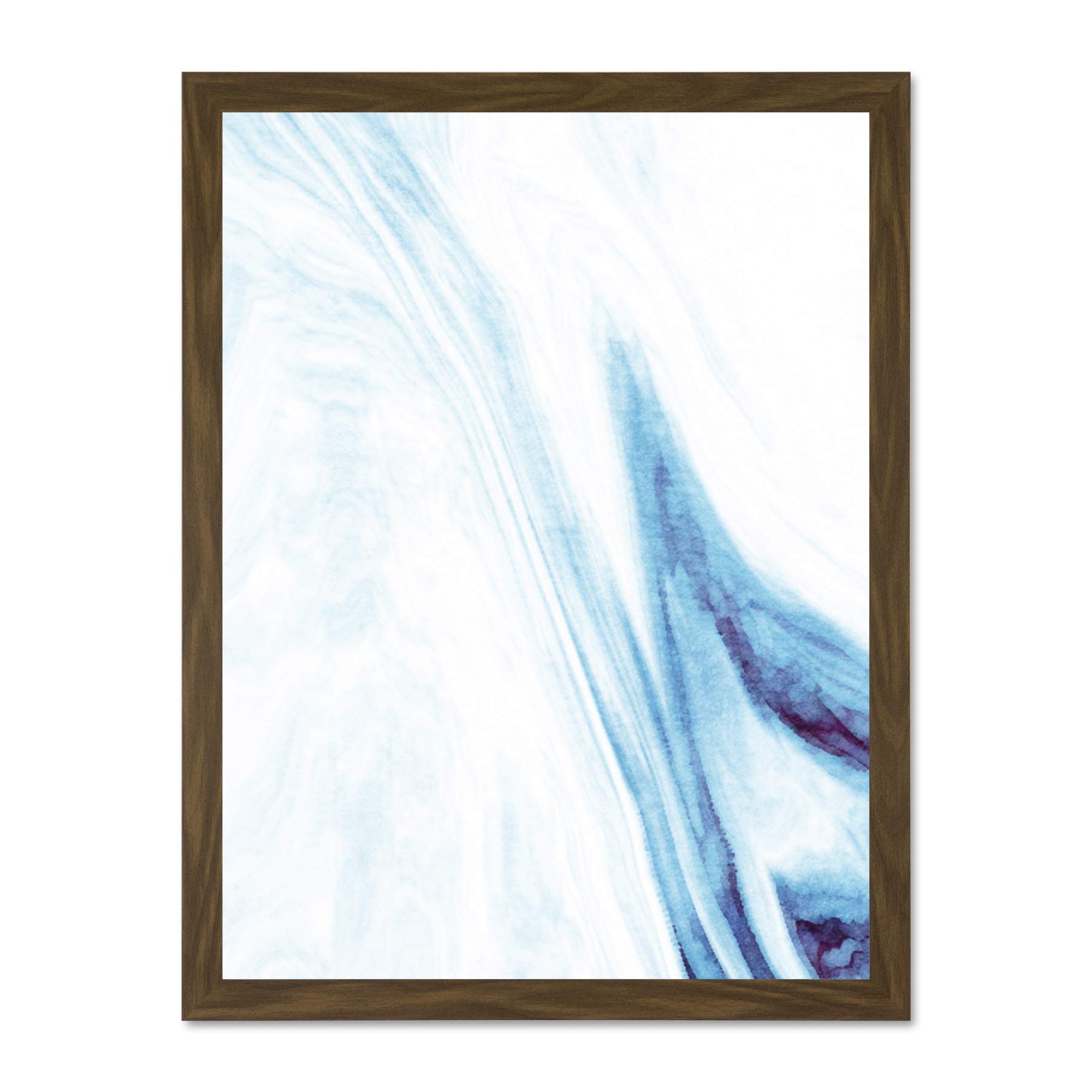 Wee Blue Coo Abstract Blue Watercolour Waves Large Framed Art Print Wall Poster 18x24 inch