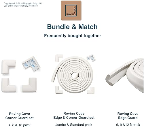 Miniatura 40 de Roving Cove "borde y Esquina Cojín de seguridad pre-taped esquinas; Premium childproofing Edge Corner Guardia – Niño seguridad seguridad en el hogar