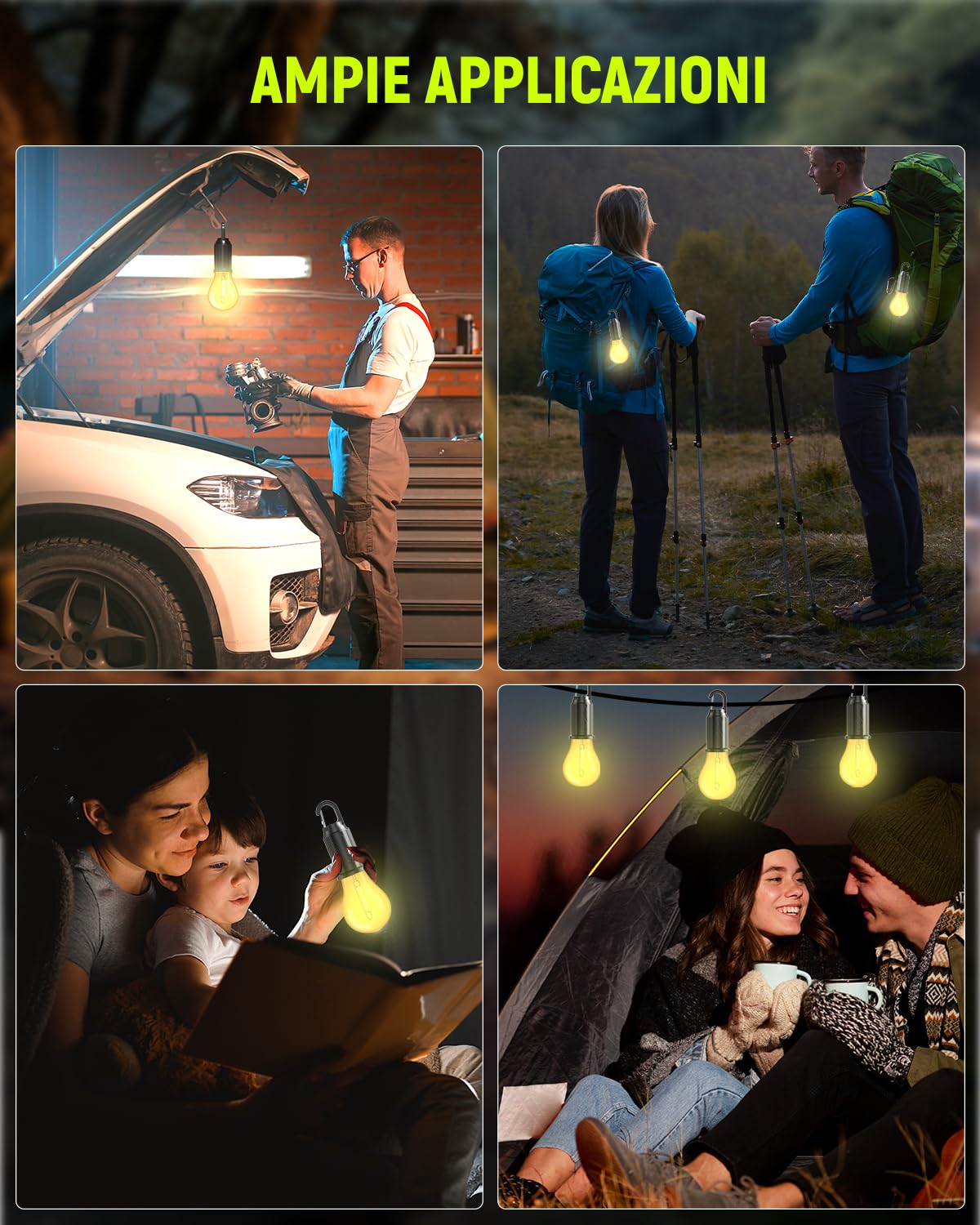 Lanterna da campeggio ricaricabile FOREHILL, lampada da campeggio a LED