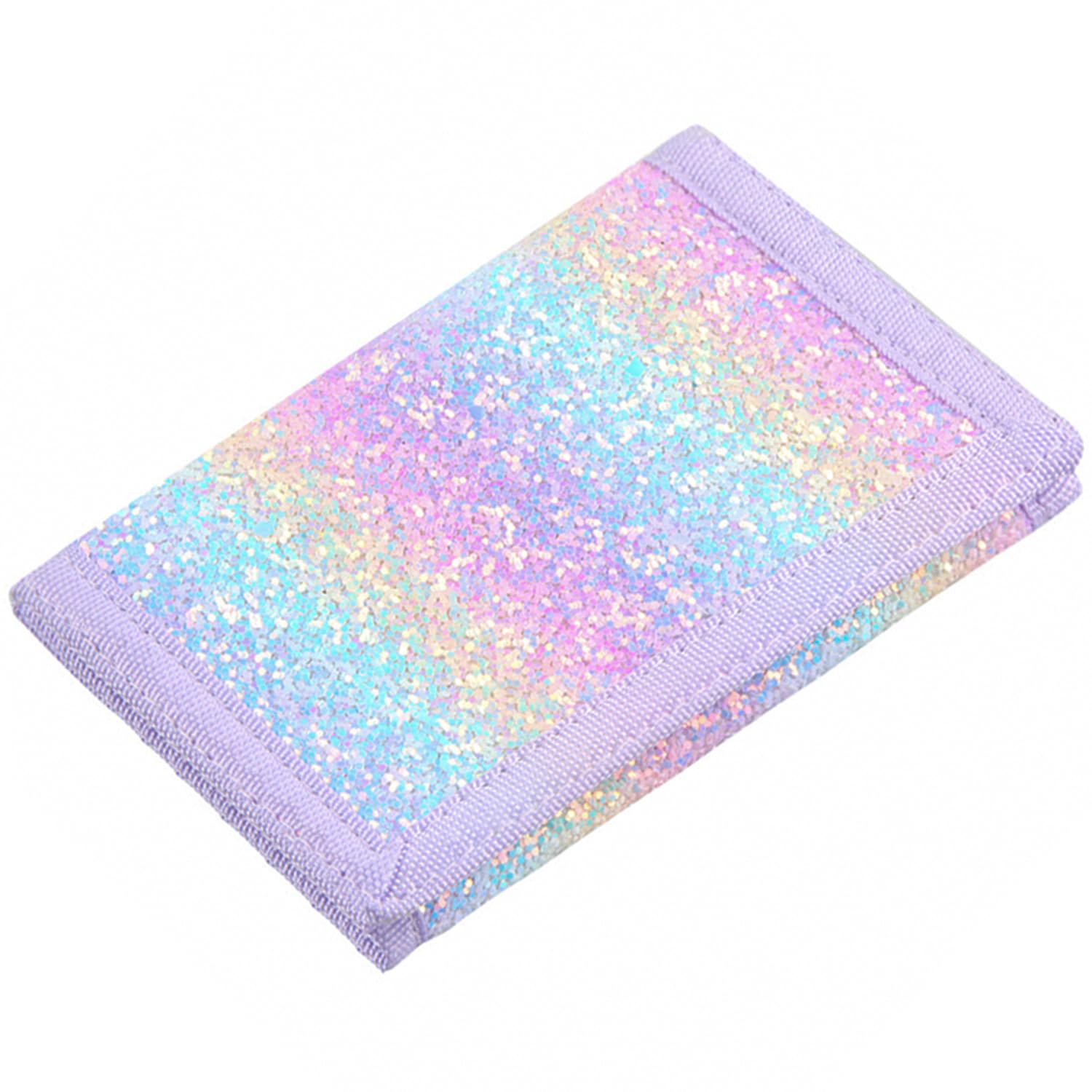 Kids Wallet for Boys Girls Teens Trifold, Canvas Toddler Wallet for Boys, Cute Zipper Wallets Youth with Coin Pocket Card Holders, Novelty Wallets for Childrens Birthday Gifts (Rainbow Glitter 03)