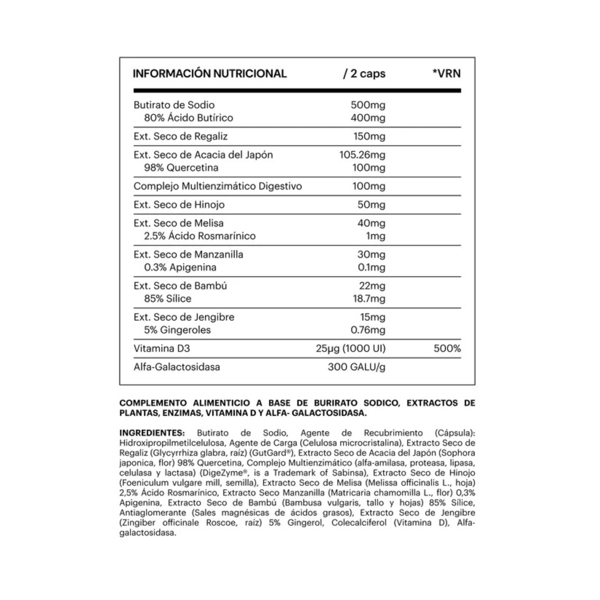Enzimas Digestivas Butirato Quercetina DigeZyme be levels | Con hinojo, jengibre, melisa y manzanilla. Formula vegana. Sin gluten ni lactosa. 2 capsulas al dia.