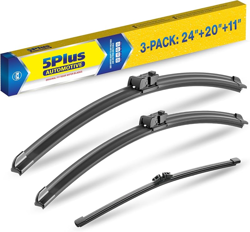 Palhetas do limpador de para-brisa 5 PLUS para Ford Mustang Mach-E 2021–2025 – Kit com 3 unidades