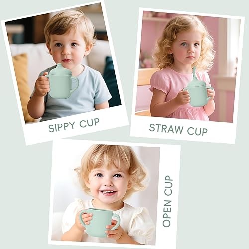 Miniatura 7 de Vasos de silicona para bebés, vaso con popote de silicona inastillable, vasos para niños pequeños de 1 a 3 años, taza abierta para bebé, 6 meses en