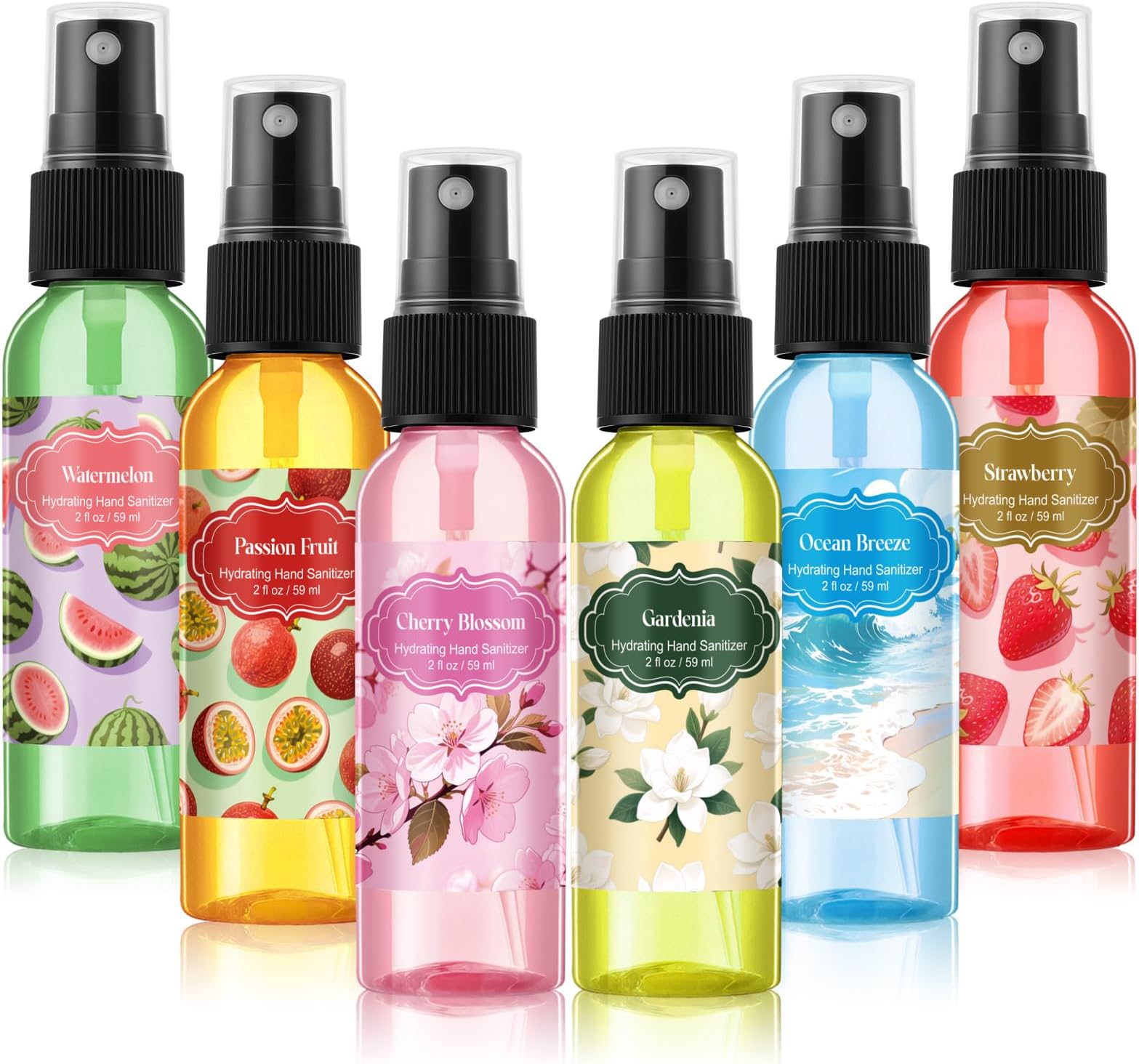 12 Pcs Hydrating Hand Sanitizer Spray with Essential Oil 2 Fl oz Scented Hand Sanitizer Spray Travel Size Pocket Bottle Moisturizing Formula for Adults Office Family Teacher Appreciation Gifts