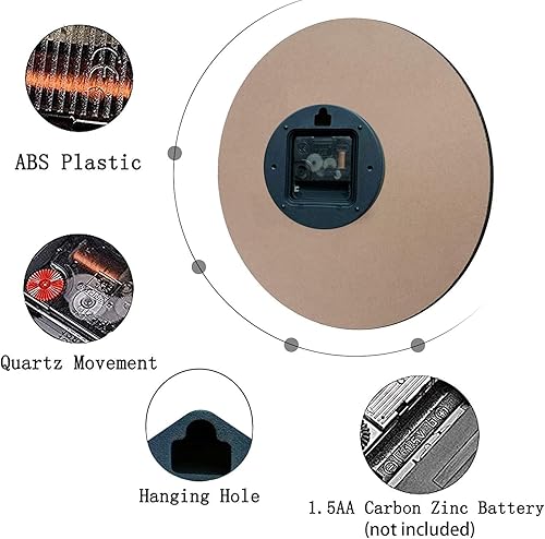 Miniatura 8 de Reloj de pared silencioso sin tictac de 12 pulgadas, reloj de pared redondo de madera William Morris, funciona con pilas, decorativo para baño,