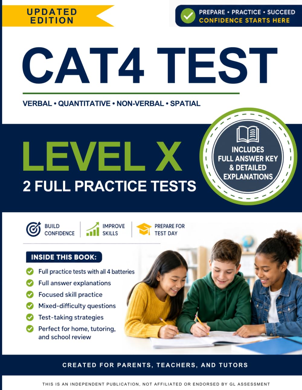 Amazon | CAT4 Level X Practice Tests (Ages 5–8): Two Full-Length