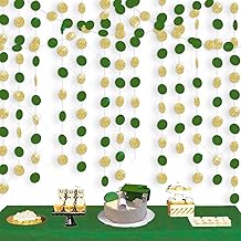 Graduation Party Decorations Green Gold 2025/Green Gold Graduation Decorations/Glitter Gold Green Birthday Party Decorations/St. Patrick’s Day Decorations/2pcs Paper Circle Garlands