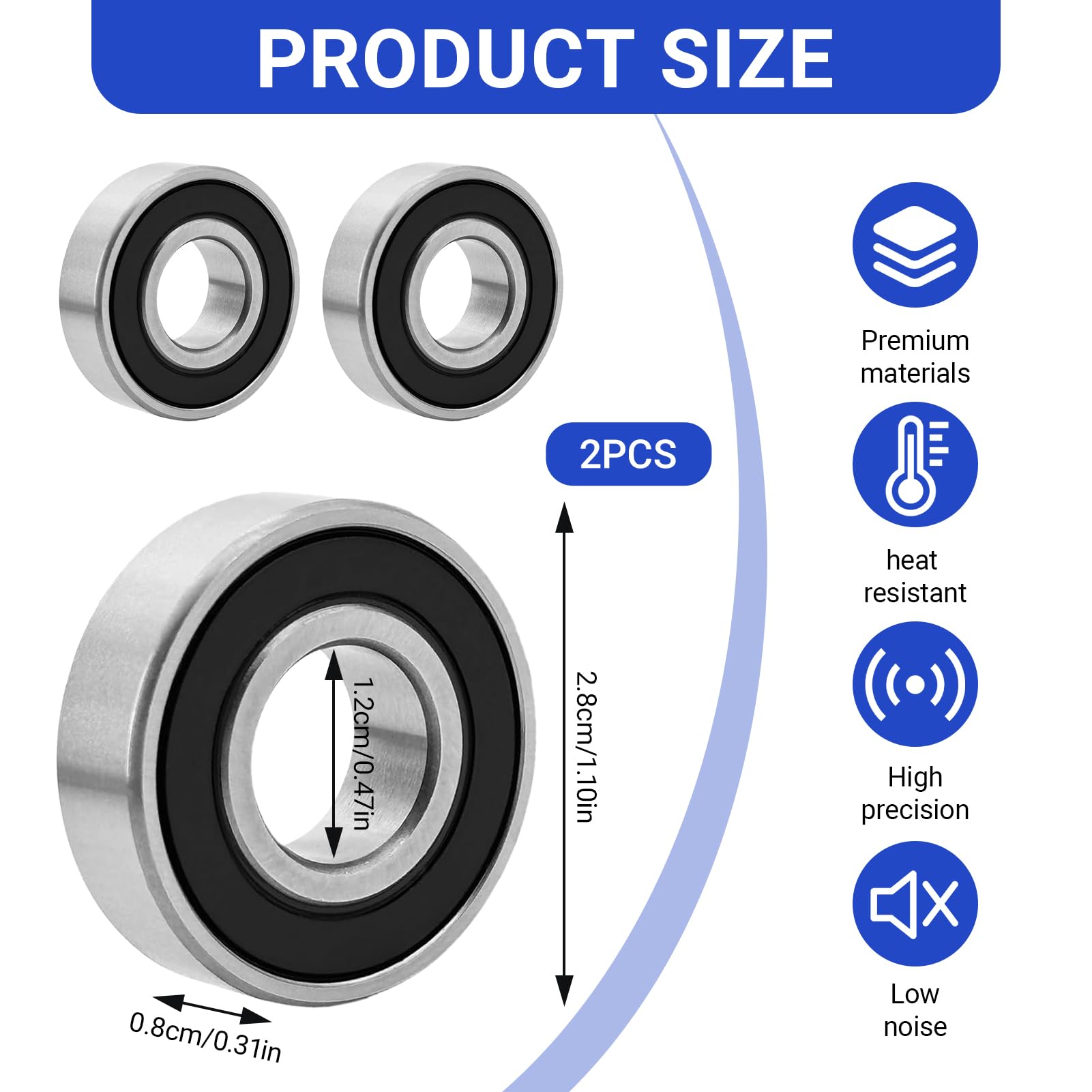 2 Piezas Rodamientos 12x28x8 mm para Patinete Eléctrico, Rodamiento de Bolas para Rueda, Compatibles con Ninebot Max G30/G30D, M365/PRO/PRO2, SO3/SO4 Pro