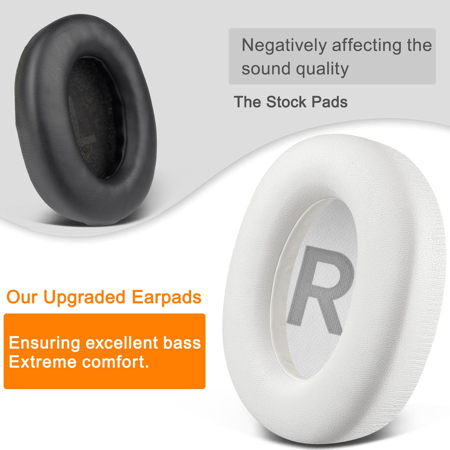 SOULWIT Protein Leather Earpads for Boat Nirvana 751 ANC Hybrid Wireless Headphones, Ear Pads Cushions with High-Density Memory Foam - White — Amazon image 5