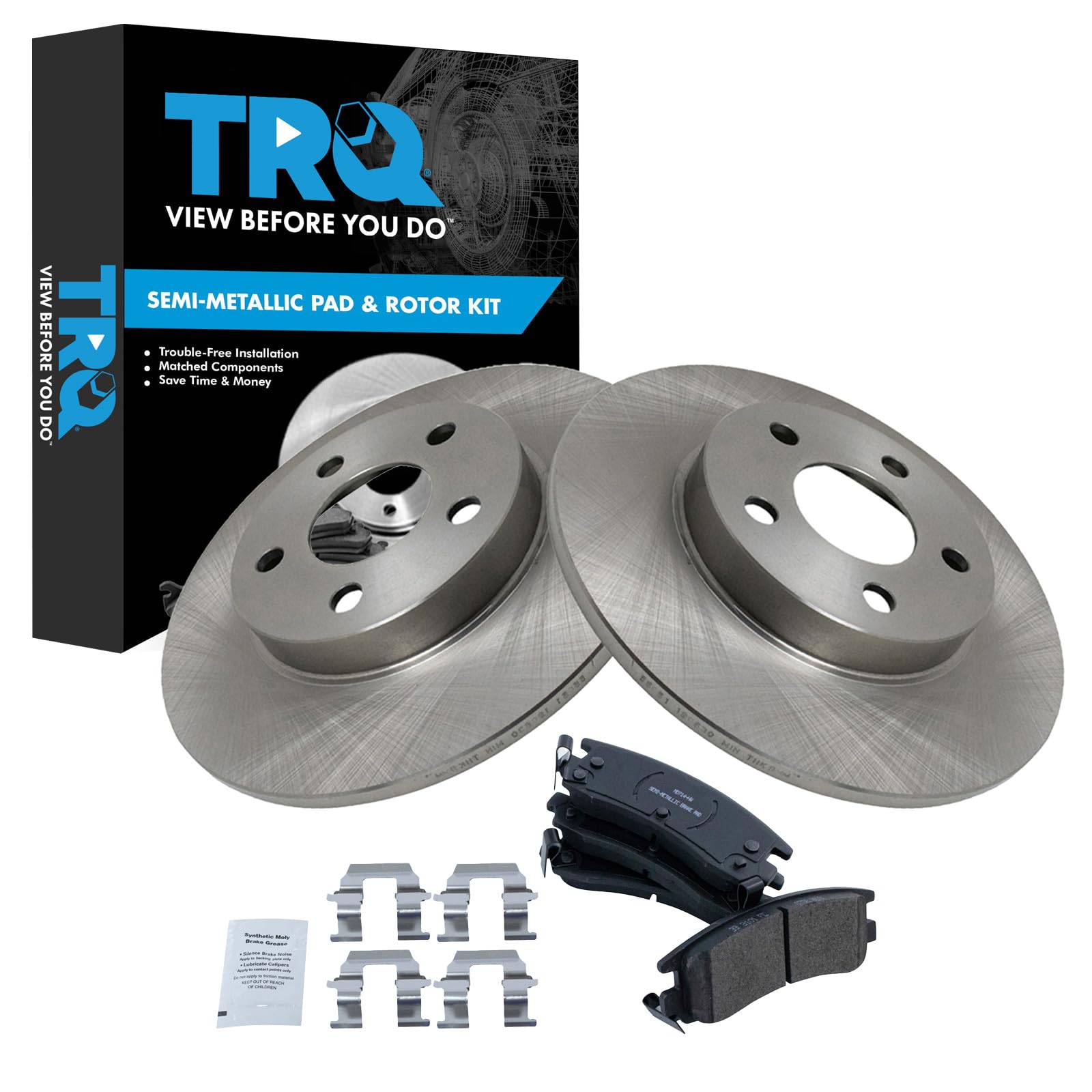 TRQ Rear Semi Metallic Brake Pad and Rotor Set