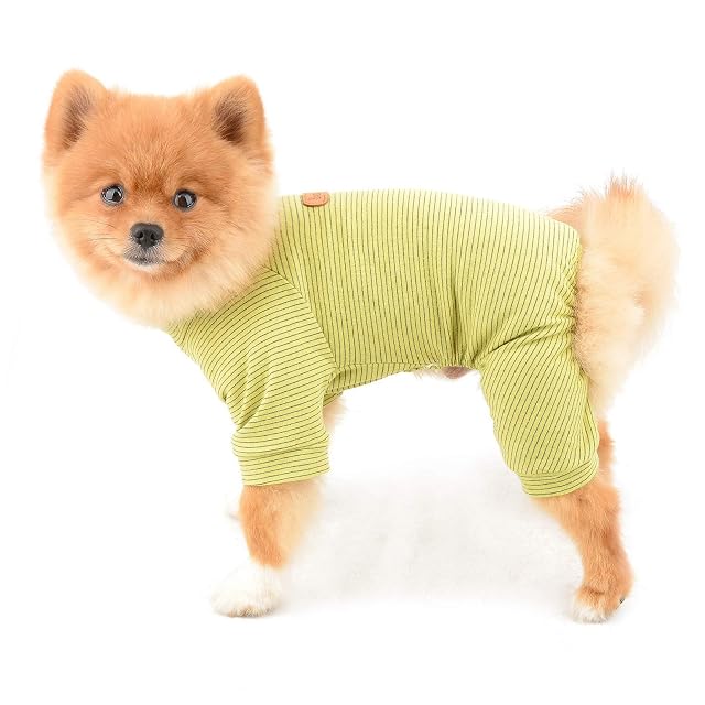 Foto 2 de 8 de PAIDEFUL Pijamas para Perros Pequeños Medianos Gatos Raya de la Moda Mamelucos Calientes Cuatro Patas Monos…