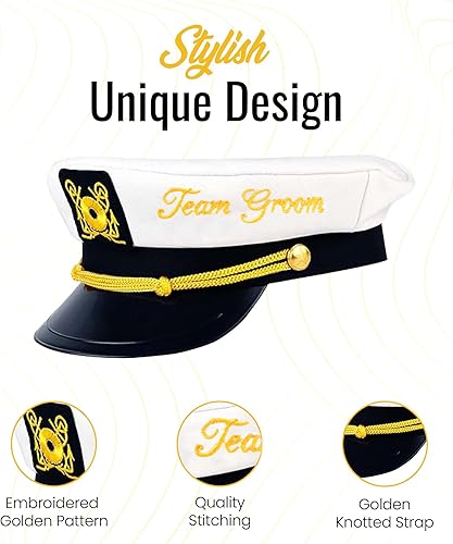 Miniatura 9 de Sombrero de capitán de despedida de soltero - Sombrero de soltero náutico para novio  Accesorio divertido Boats n' Hoes Bridal Shower