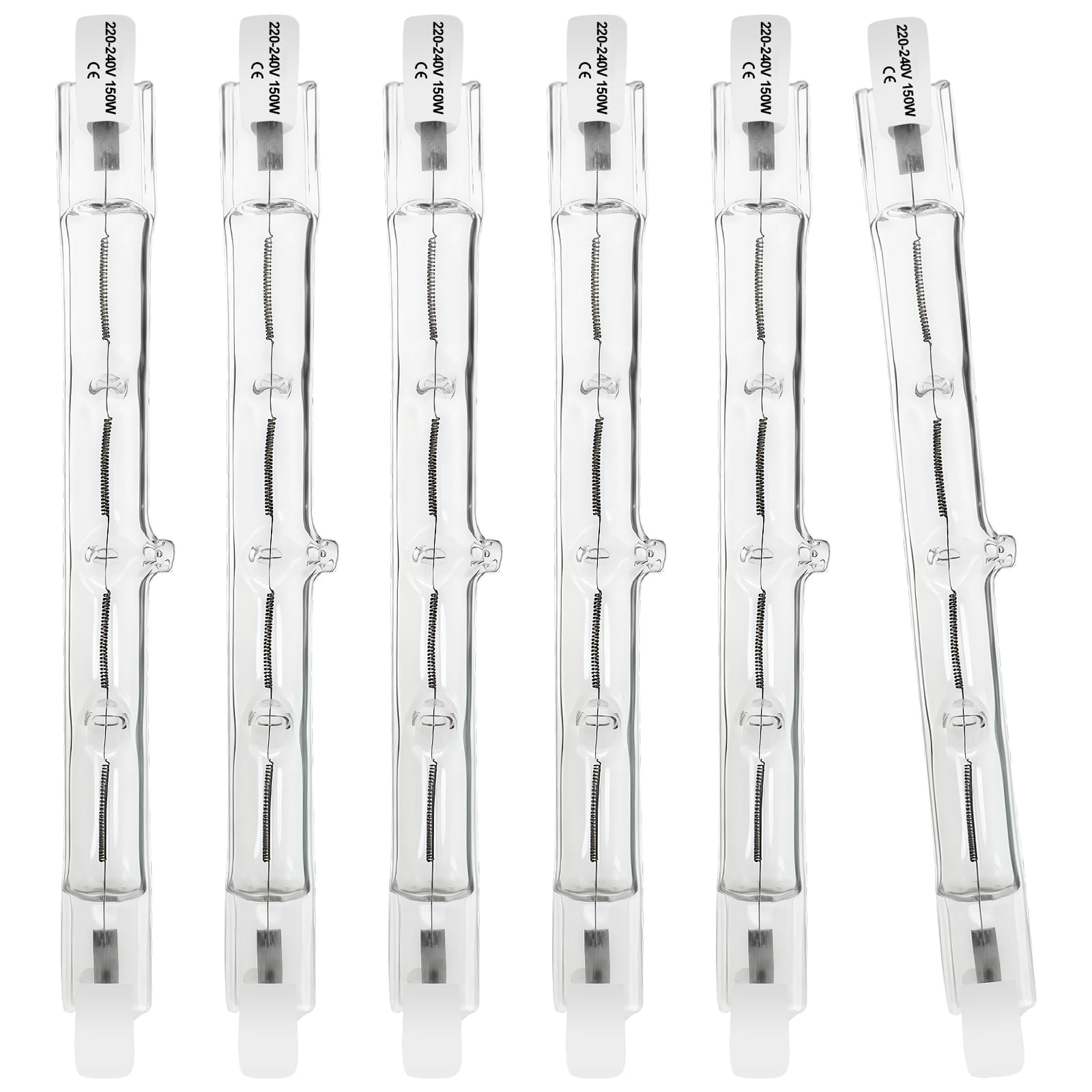 Givurao R7S Halogen Leuchtmittel 118mm 150W, 6er Pack Halogenstab R7S 230V Dimmbar 2700K Warmweiß Halogenstablampe für Arbeitsleuchten Sicherheitsleuchten Landschaftsleuchten Stehleuchten