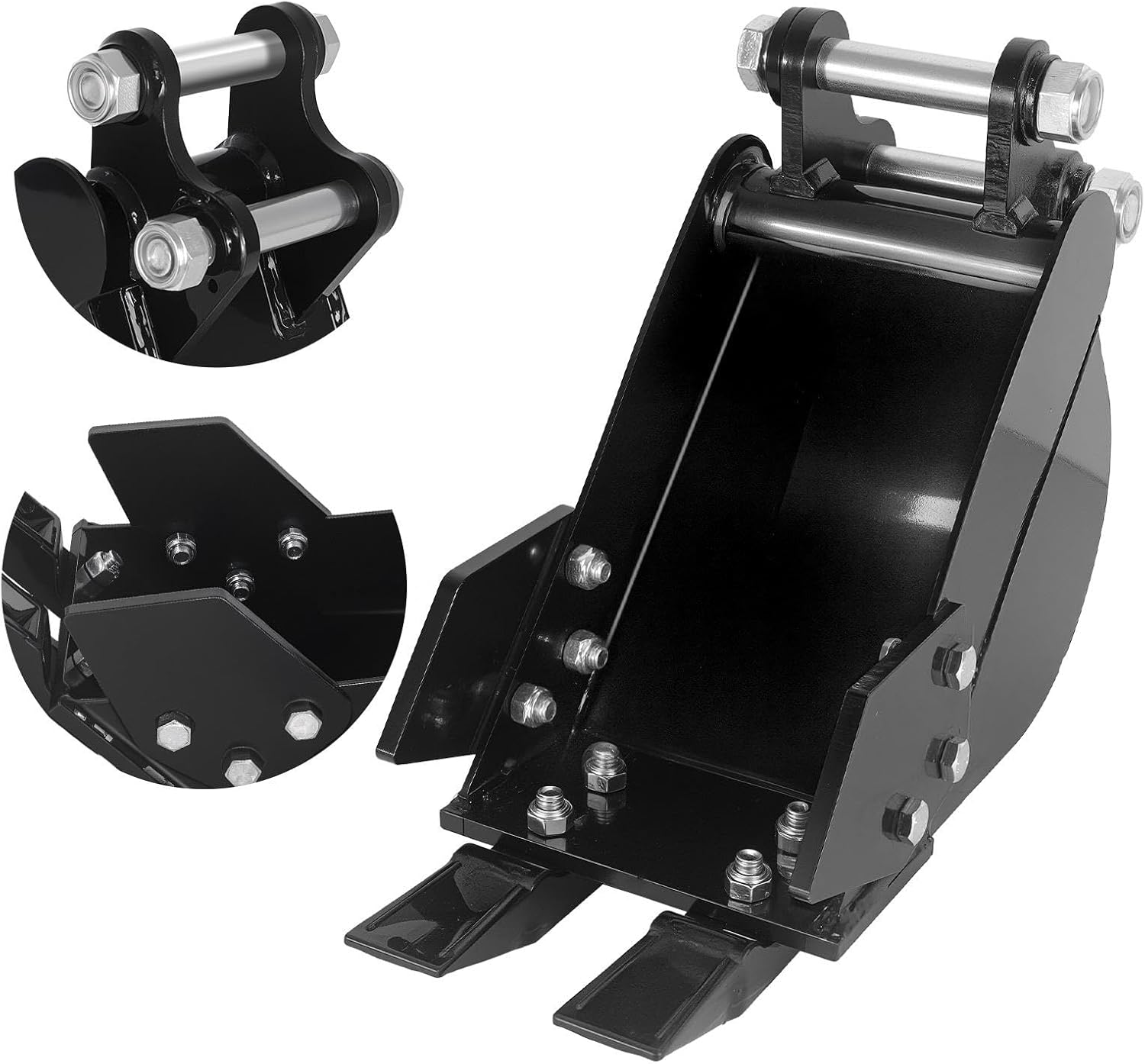 Narrow Trenching Bucket for Mini Excavator, 7.87in Wide Digging Bucket with Metal Teeth, Ideal for Post Hole Digging