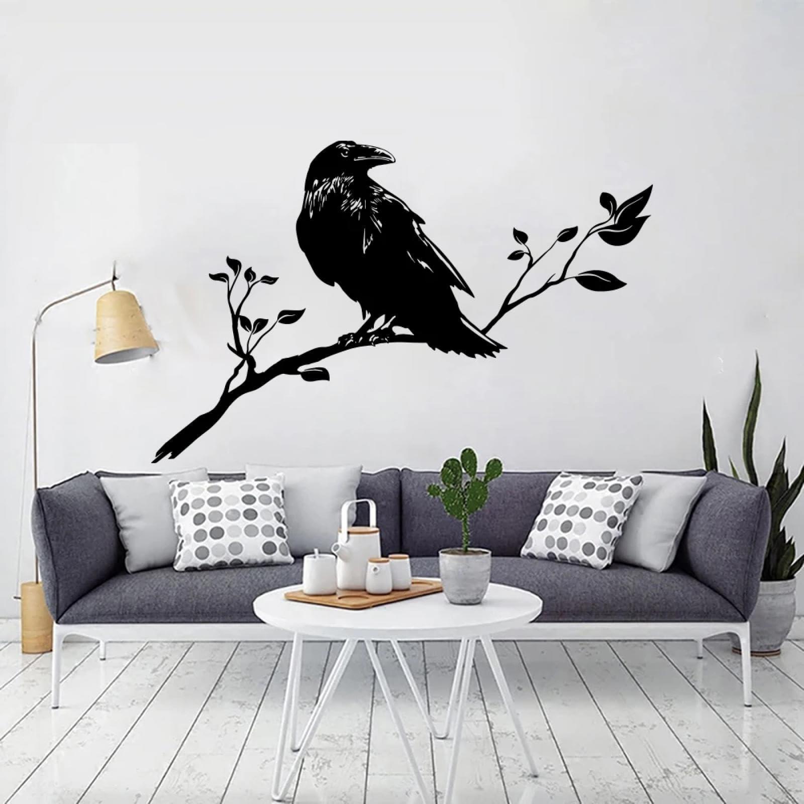 YOUOUSI Animal Woodland wall Stickers, Bird Crows, Tree Branches wall Stickers, Flower wall Stickers, Bedroom Living Room Landscape Paper, Children's Room Vinyl Stickers