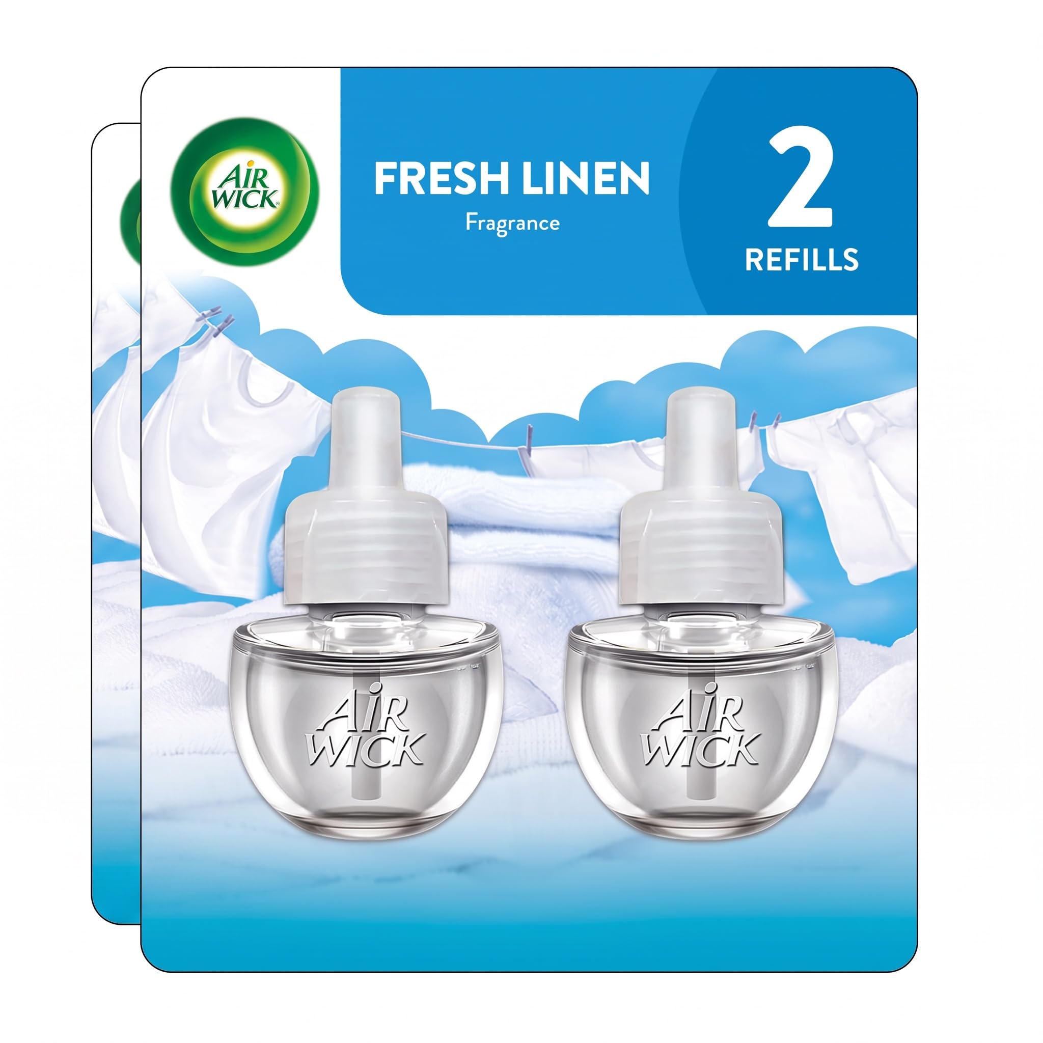 Air Wick Plug in Scented Oil Refill, 2 ct, Fresh Linen, Air Freshener, Essential Oils (Pack of 2)