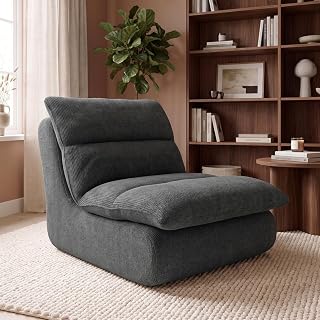 skølm Sváfa Sessel 77 cm breit, Vollschaum Relaxsessel, Chenille Dunkelgrau