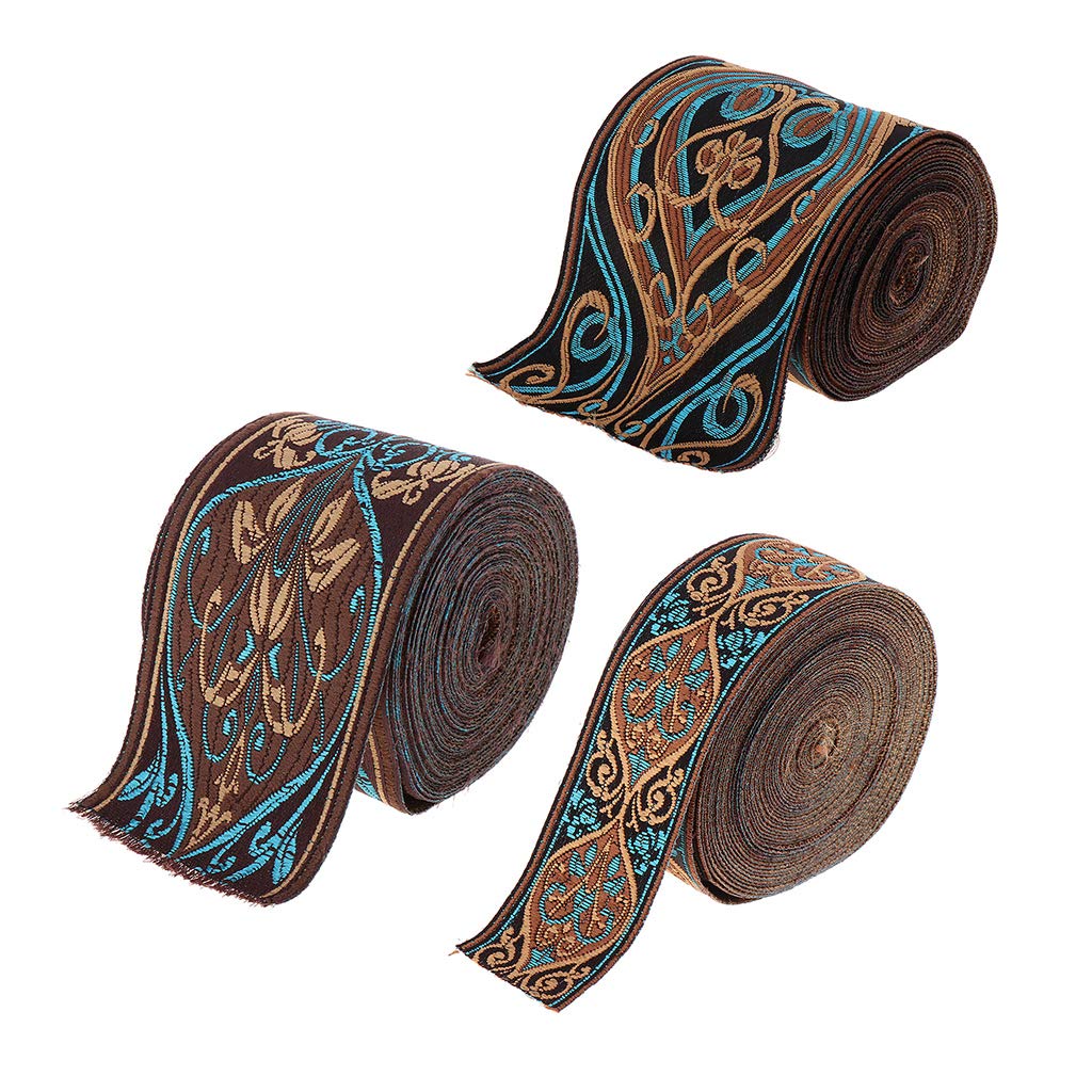 Juego de 10 cintas de tela jacquard de 5 m para costura y manualidades, 3 cm, color azul