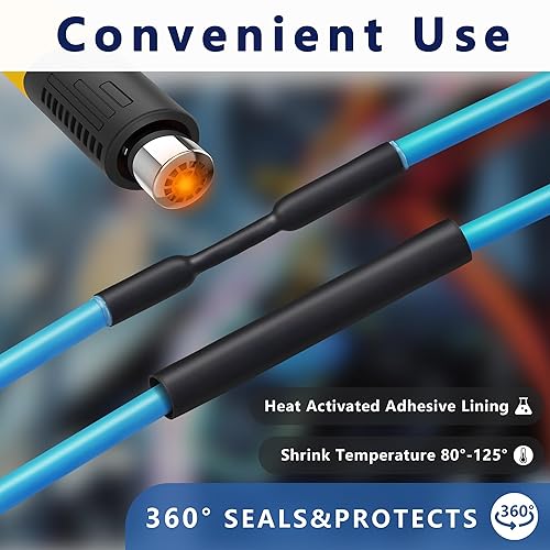 Miniatura 2 de Tubo termorretráctil de 38 pulgadas, tubo termorretráctil forrado con adhesivo de doble pared 31 de 33 pies, negro, tubo retráctil impermeable de