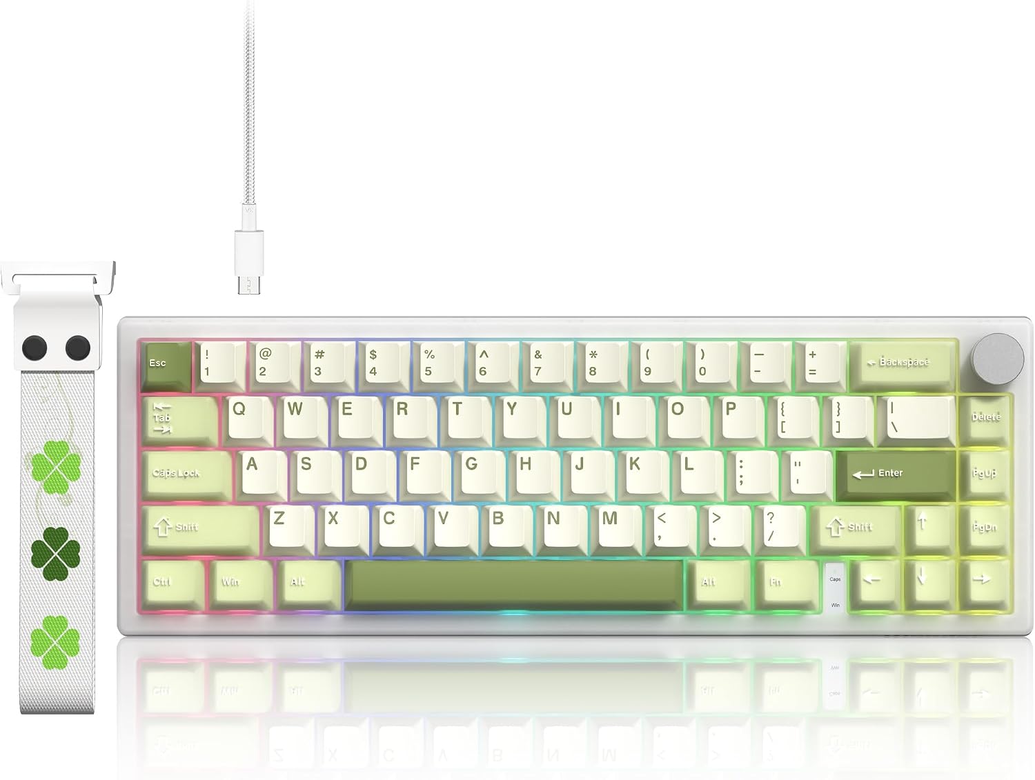 VK66 PRO 65% Wired Gaming Keyboard VIA Creamy Mechanical Keyboard Hot-Swap RGB Keyboard with Gasket Mount and Transparent Keycaps Green