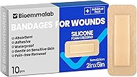Vista 18 de Vendajes grandes impermeables de 2 x 2 pulgadas de espuma de silicona para cuidado de heridas de piel sensible, almohadilla cohesiva adhesiva