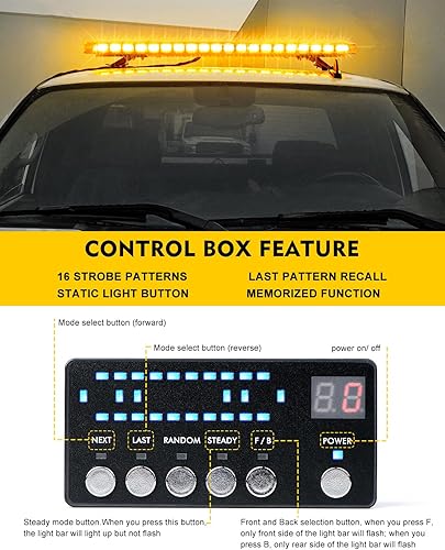Miniatura 10 de LUMENIX Barra de luces estroboscópicas de emergencia LED de 48 pulgadas con soportes de montaje ajustables, barra de luz de seguridad de advertencia