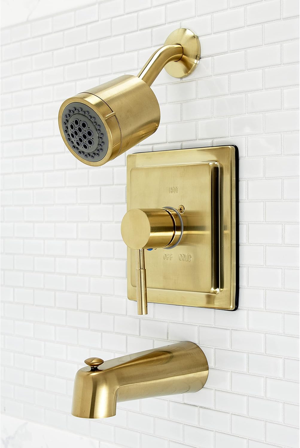 Kingston Brass KB4657DL Concord Tub and Shower Faucet, Brushed Brass, 7.19 x 7 x 7.5