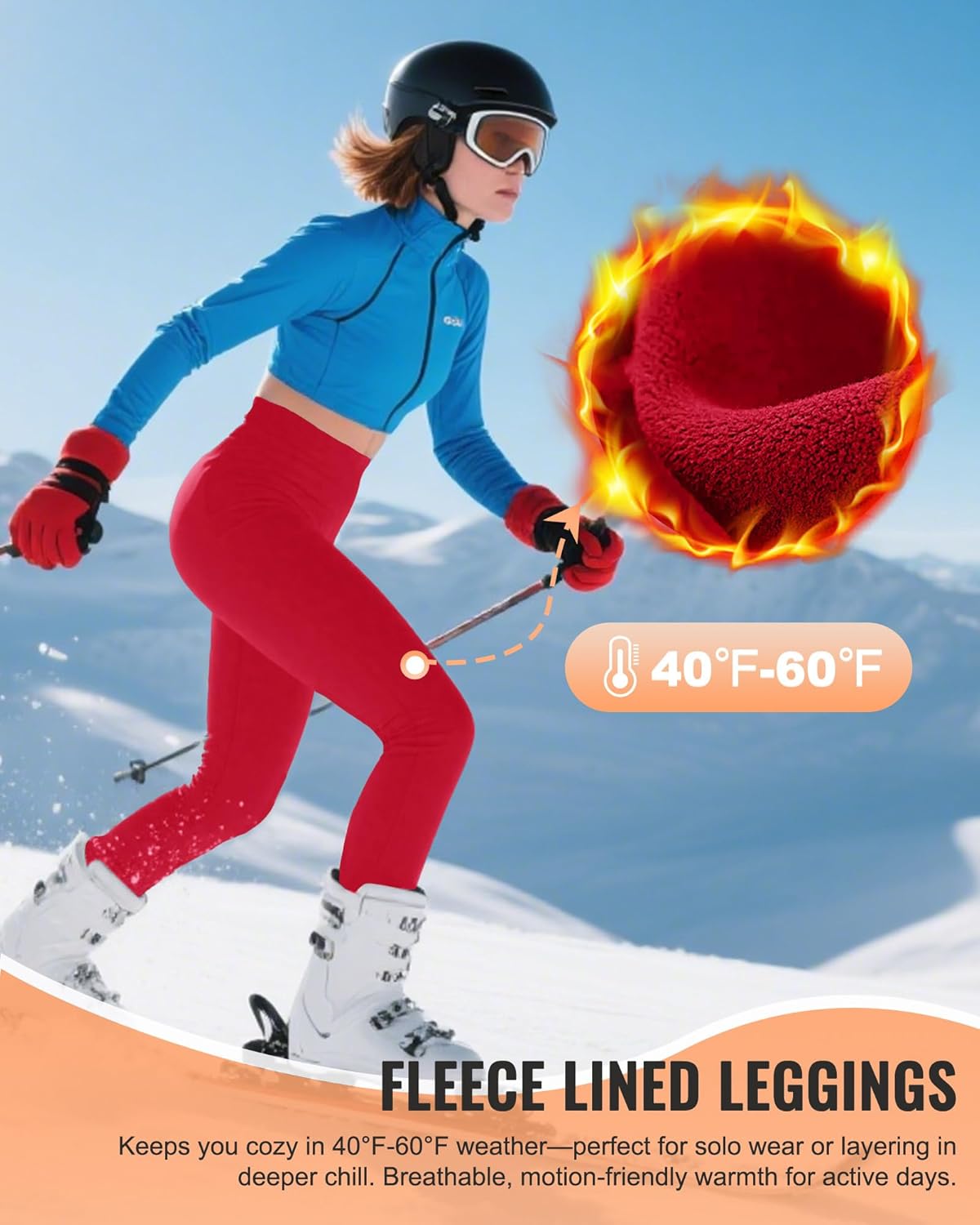 QGGQDD Fleece Lined Leggings Women - Soft Tummy Control High Waisted Winter Thermal Warm Yoga Pants for Workout Hiking - Image 2