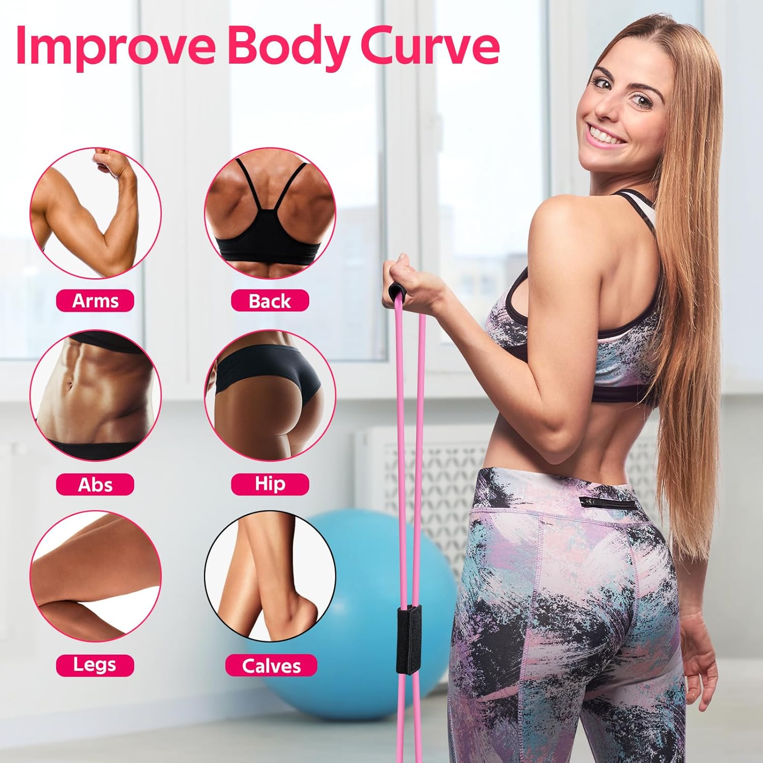 WALITO Home Pilates Kit for Women,Pilates Ring Set with Magic Circle,Resistance Bands,Figure 8 Workout Bands,Mini Ball, Compact Toning Fitness Essentials Starter Set Accessories Gift - Image 4