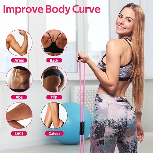 Miniatura 4 de Juego de anillos de pilates para mujer, kit de equipo de pilates para el hogar con bandas de resistencia, bandas de entrenamiento figura 8, círculo