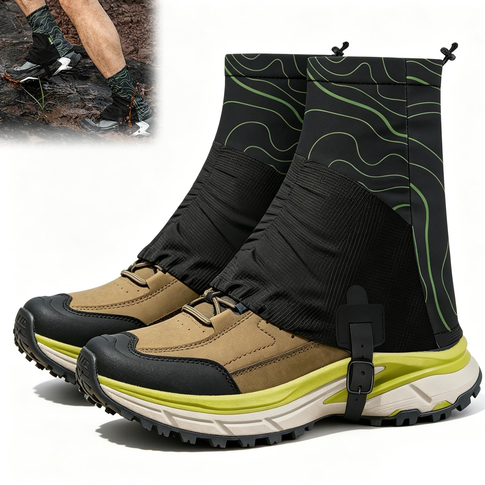 Trail Low Gaiters Unisex, Trailrunning Schuhgamaschen zum Laufen, Atmungsaktiv Gamaschen zum Wandern, Sport wasserdichte Trail Gaiters für Outdoor, Wandern, Camping, Klettern