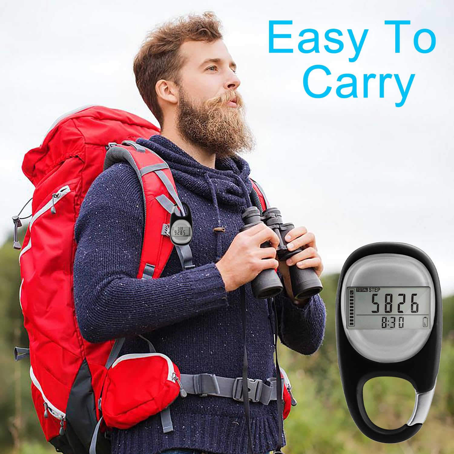 YPYMOD 3D Pedometro Contapassi, Contapassi Digitale Portatile per Camminare, Corsa, Sport