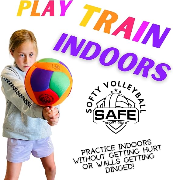 Safe Sport Gear - Softy Volleyball - Super Soft Designed for Inside Your House - Perfect Kids indoor ball with a Realistic Feel - Indoor volleyball for Kids