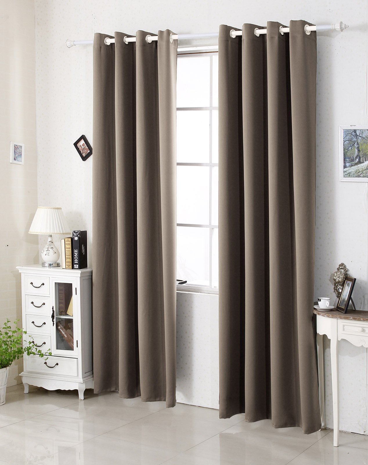 WOLTU Rideaux Occultants 2 Panneaux Crème 135x225 Cm – Opaques Thermiques Isolants, Économiseurs D'Énergie Pour Chambre Et Salon