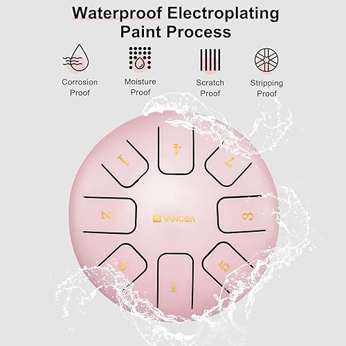 Miniatura 4 de Tambor de lengua, 6 pulgadas 8 notas de acero tambor de lengua C mayor tambor de acero con bolsa, púas de dedos, mazos y libro de música para