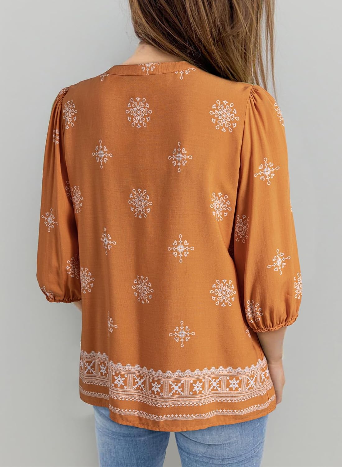 Dokotoo Womens Summer Tops Boho Floral Short Sleeve Button Down V Neck Peplum Babydoll Casual Loose Blouses Shirts - Image 2