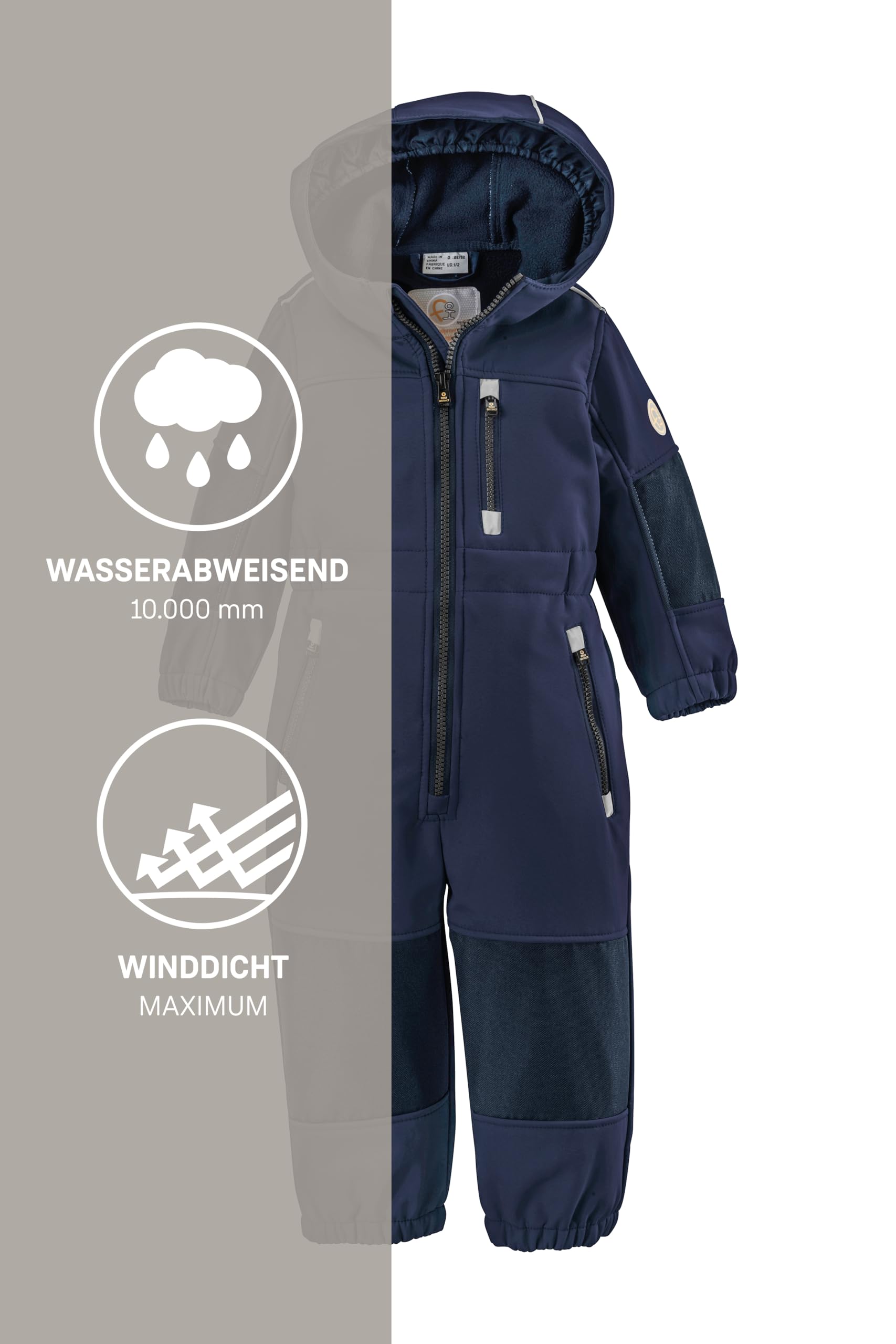 first instinct by killtec Dzieci Kombinezon softshell z kapturem FIOW 35 MNS ONPC, dunkelblau, 98/104, 38900-000