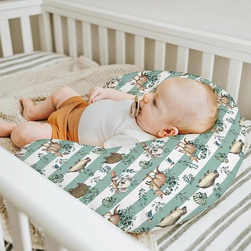 Miniatura 5 de Fundas de almohada de lactancia de animales australianos con hojas tropicales para niños y niñas, Koala rayas verdes, funda de almohada para