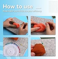 Vista 5 de WONVOC Tapete de fieltro de aguja, tapete de lana natural de 6 x 6 x 1 pulgadas, herramientas de fieltro de aguja con cunas de dedo y 40 pines