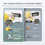 PLUGTUL 12 Gauge Extension Cord 25 Ft, Heavy Duty Outdoor Extension Cord Waterproof Lighted End SJTW, 3 Prong Grounded Plug for Safety, 15A 1875W, ETL Listed, Great for Garden and Home, Yellow