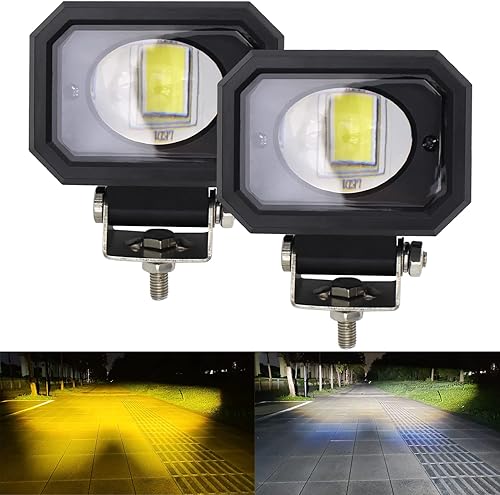 Miniatura 1 de Luces antiniebla LED de doble color amarilloblanco para conducción todoterreno, 2 unidades, 4 pulgadas, 40 W, luces auxiliares de trabajo, luces de